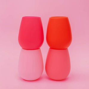 Hot Pink Silicone Cocktail Tumbler 4 Pack - Unbreakable!